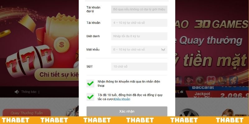 Hoàn thành đăng ký để giải trí lành mạnh, đáp ứng điều kiện hợp lệ