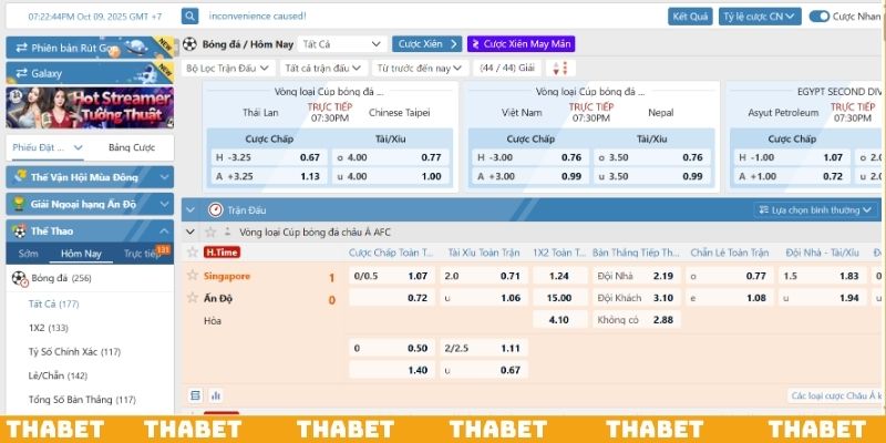 Thể thao SABA là sảnh chơi uy tín được Thabet cập nhật
